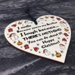 Brother Christmas Novelty Gift For Him Wood Heart Bauble Decor Brother Christmas Novelty Gift For Him Wood Heart Bauble Decor