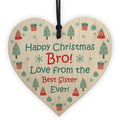Christmas Gift For Brother Funny Wood Bauble Gift From Sister No