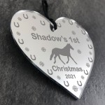 1st Christmas Engraved Heart Horse Christmas Decoration ANY NAME