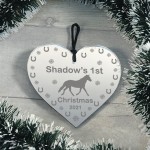 1st Christmas Engraved Heart Horse Christmas Decoration ANY NAME