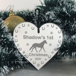1st Christmas Engraved Heart Horse Christmas Decoration ANY NAME