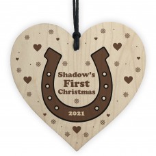 Horse 1st Christmas Gift Heart Personalised Christmas Decoration