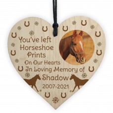 Horse Memorial Christmas Decoration Personalised Wood Heart