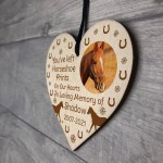 Horse Memorial Christmas Decoration Personalised Wood Heart