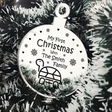 Personalised 1st Christmas With Tortoise Turtle Christmas Bauble