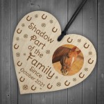 Personalised Horse Sign Wood Hanging Heart Photo Horse Lover