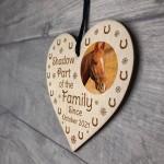 Personalised Horse Sign Wood Hanging Heart Photo Horse Lover