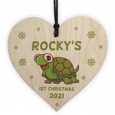 Personalised 1st Christmas Tortoise Bauble Heart Pet Decoration
