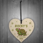 Personalised 1st Christmas Tortoise Bauble Heart Pet Decoration