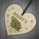 Personalised 1st Christmas Tortoise Bauble Heart Pet Decoration