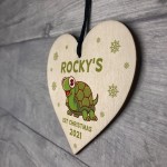 Personalised 1st Christmas Tortoise Bauble Heart Pet Decoration
