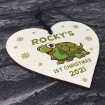Personalised 1st Christmas Tortoise Bauble Heart Pet Decoration