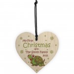 My 1st Christmas Tortoise Bauble Wood Heart Personalised Gift