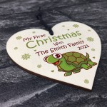 My 1st Christmas Tortoise Bauble Wood Heart Personalised Gift