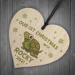 1st Christmas With Tortoise Heart Personalised Christmas Bauble