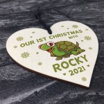 1st Christmas With Tortoise Heart Personalised Christmas Bauble