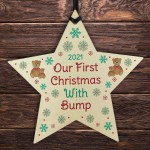Our First Christmas With Bump 2021 Hanging Star Bauble