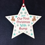Our First Christmas With Bump 2021 Hanging Star Bauble