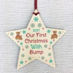 Our First Christmas With Bump 2021 Hanging Star Bauble