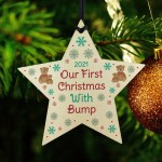 Our First Christmas With Bump 2021 Hanging Star Bauble