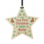 Our First Christmas With Bump 2021 Hanging Star Bauble