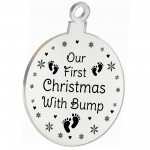 Our First Christmas With Bump Engraved Bauble New Mum Dad Gift