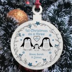 Personalised Family Christmas Tree Bauble Wood 1st Christmas