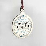 Personalised Family Christmas Tree Bauble Wood 1st Christmas