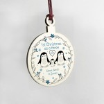 Personalised Family Christmas Tree Bauble Wood 1st Christmas