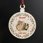 Cat Memorial Sign Personalised Photo Wood Christmas Tree Bauble