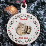 Cat Memorial Sign Personalised Photo Wood Christmas Tree Bauble