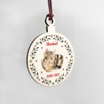 Cat Memorial Sign Personalised Photo Wood Christmas Tree Bauble