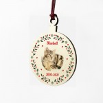 Cat Memorial Sign Personalised Photo Wood Christmas Tree Bauble