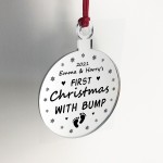 Personalised First Christmas With Bump Engraved Decoration