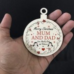 Christmas Gift For Mum And Dad Wood Bauble Personalised Gift