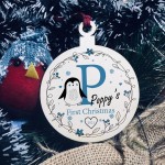Babys 1st First Christmas Bauble Personalised Wood Tree Decor