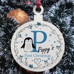 Babys 1st First Christmas Bauble Personalised Wood Tree Decor