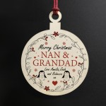 Christmas Gift For Nan And Grandad Wood Bauble Personalised