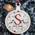 Personalised Family Christmas Bauble Wood Tree Decoration