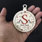 Personalised Family Christmas Bauble Wood Tree Decoration