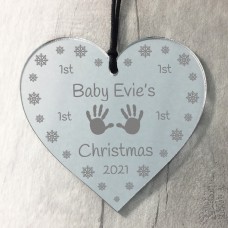 Baby Girl Boy's First Christmas Decoration Engraved Heart