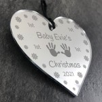 Baby Girl Boy's First Christmas Decoration Engraved Heart