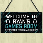 Welcome Sign GAMES ROOM Sign Man Cave Bedroom Door Sign