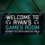 Welcome Sign GAMES ROOM Sign Man Cave Bedroom Door Sign