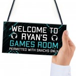 Welcome Sign GAMES ROOM Sign Man Cave Bedroom Door Sign