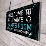 Welcome Sign GAMES ROOM Sign Man Cave Bedroom Door Sign