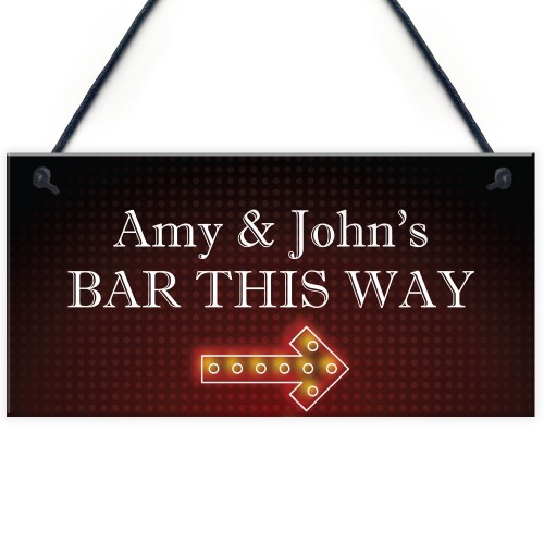 Personalised Bar This Way Sign Home Bar Sign Pub Alcohol Gift