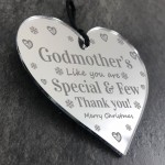 Godmother Christmas Gift Engraved Heart Tree Decoration Thankyou
