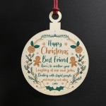 Best Friend Christmas Gift Wood Bauble Tree Decoration Friend