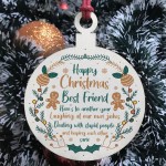 Best Friend Christmas Gift Wood Bauble Tree Decoration Friend